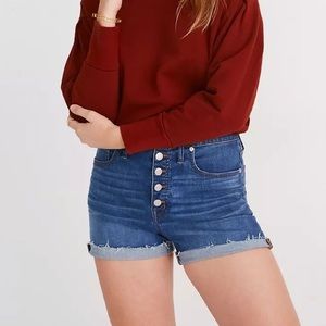 Madewell High-Rise Denim Shorts in Derby Wash: Button-Front Edition |28|